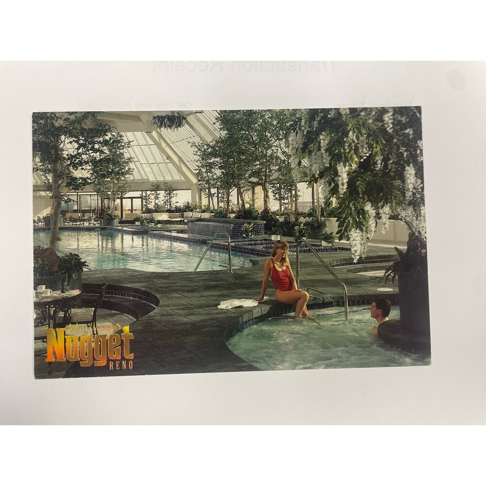 Vintage John Ascuaga’s Nugget Reno Indoor Pool Postcard Nevada Casino Resort